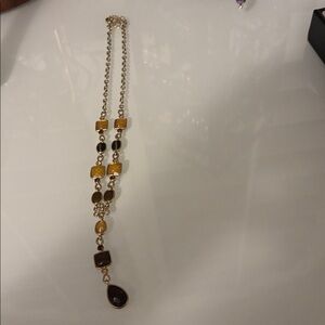 Yellow and green stone and acrylic necklace